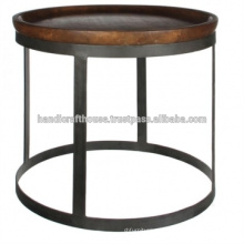 Mesa de centro de madera redonda de metal redondo